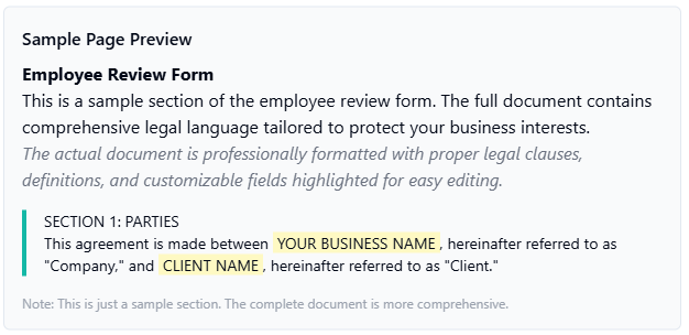 Employee Review Form