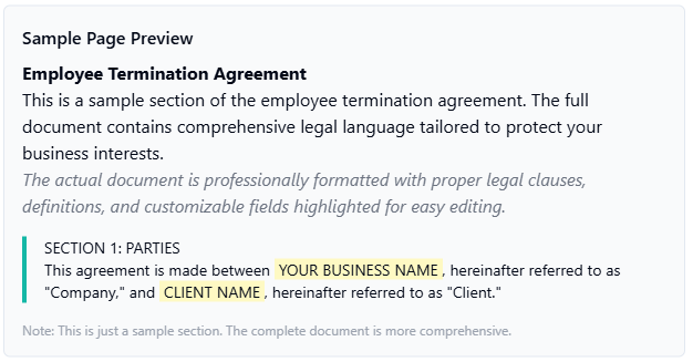 Employee Termination Agreement