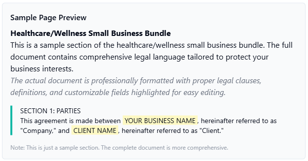 Healthcare/Wellness Small Business Bundle