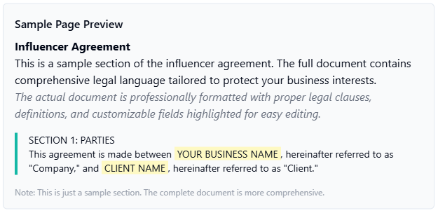 Influencer Agreement