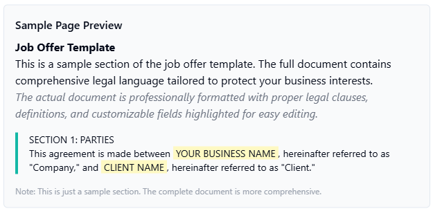 Job Offer Template