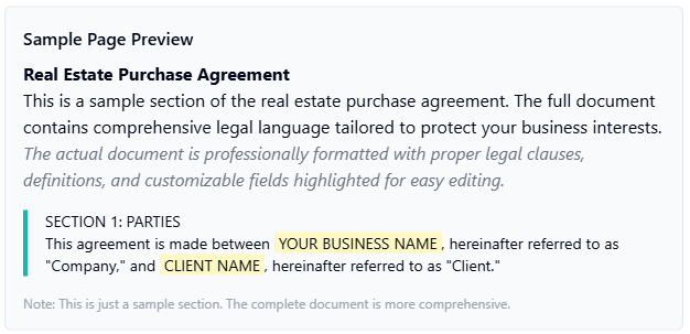 Real Estate Purchase Agreement