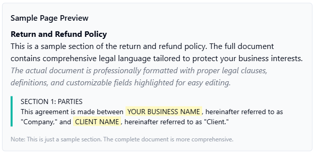 Return and Refund Policy