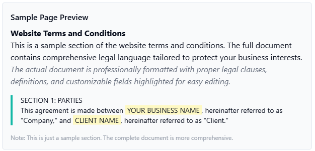 Website Terms and Conditions